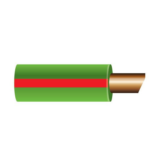 OEX 4mm Single Core Automotive Cable, Green With Red Trace - 100M Roll ACX0746L
