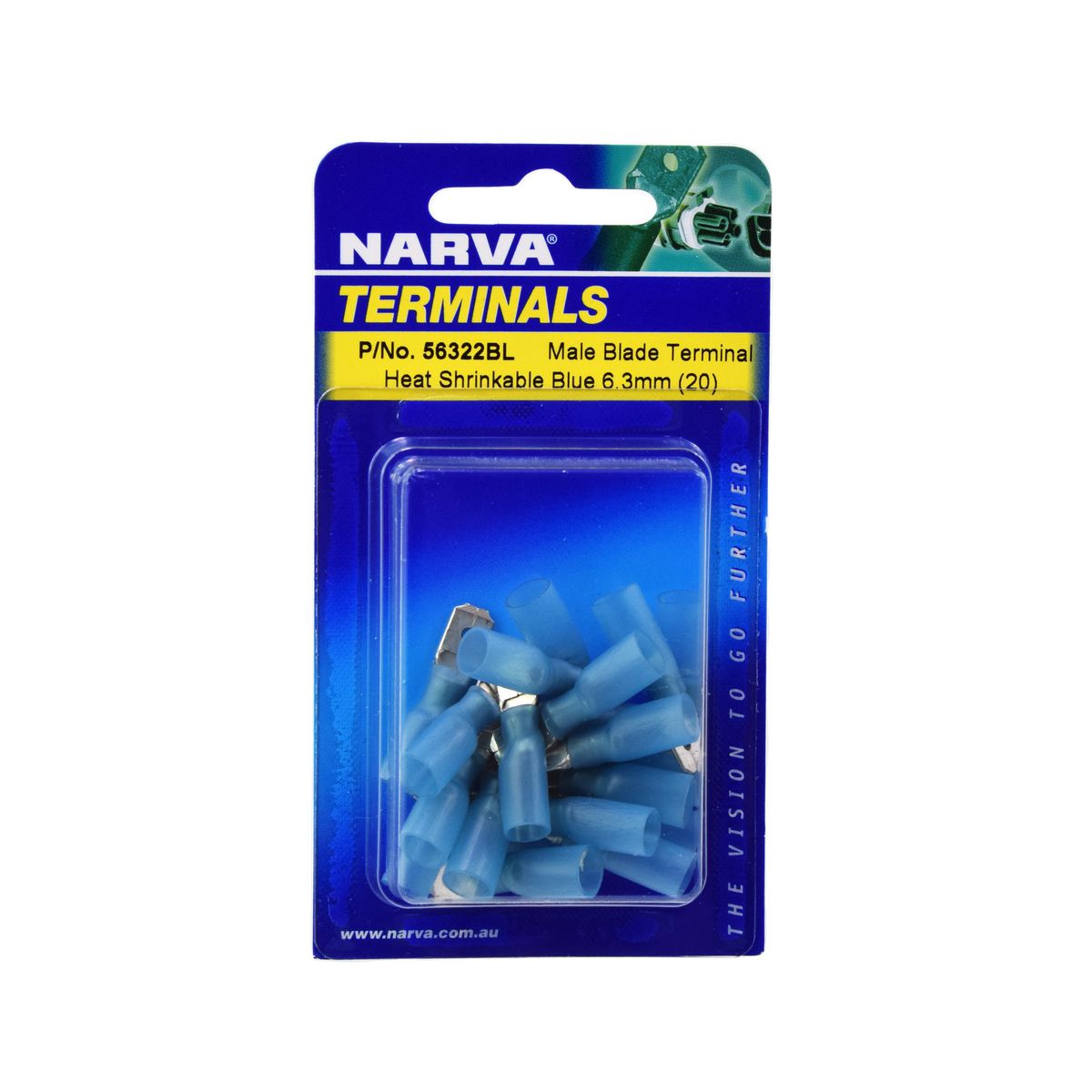 Narva Terminal Male Blade Blue 6.3 x 0.8mm (20Pk) 56322BL
