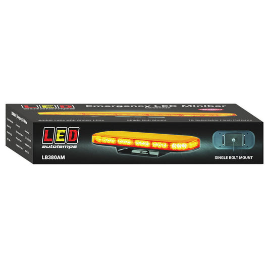 LED Autolamps Single Bolt Mount LED Amber Emergency Minibar 380mm x 172mm 12/24V