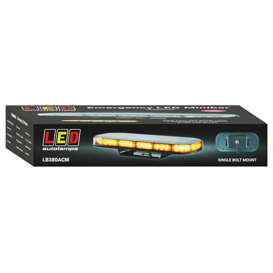 LED Autolamps Single Bolt Mount LED Clear Emergency Minibar 380mm x 172mm 12/24V