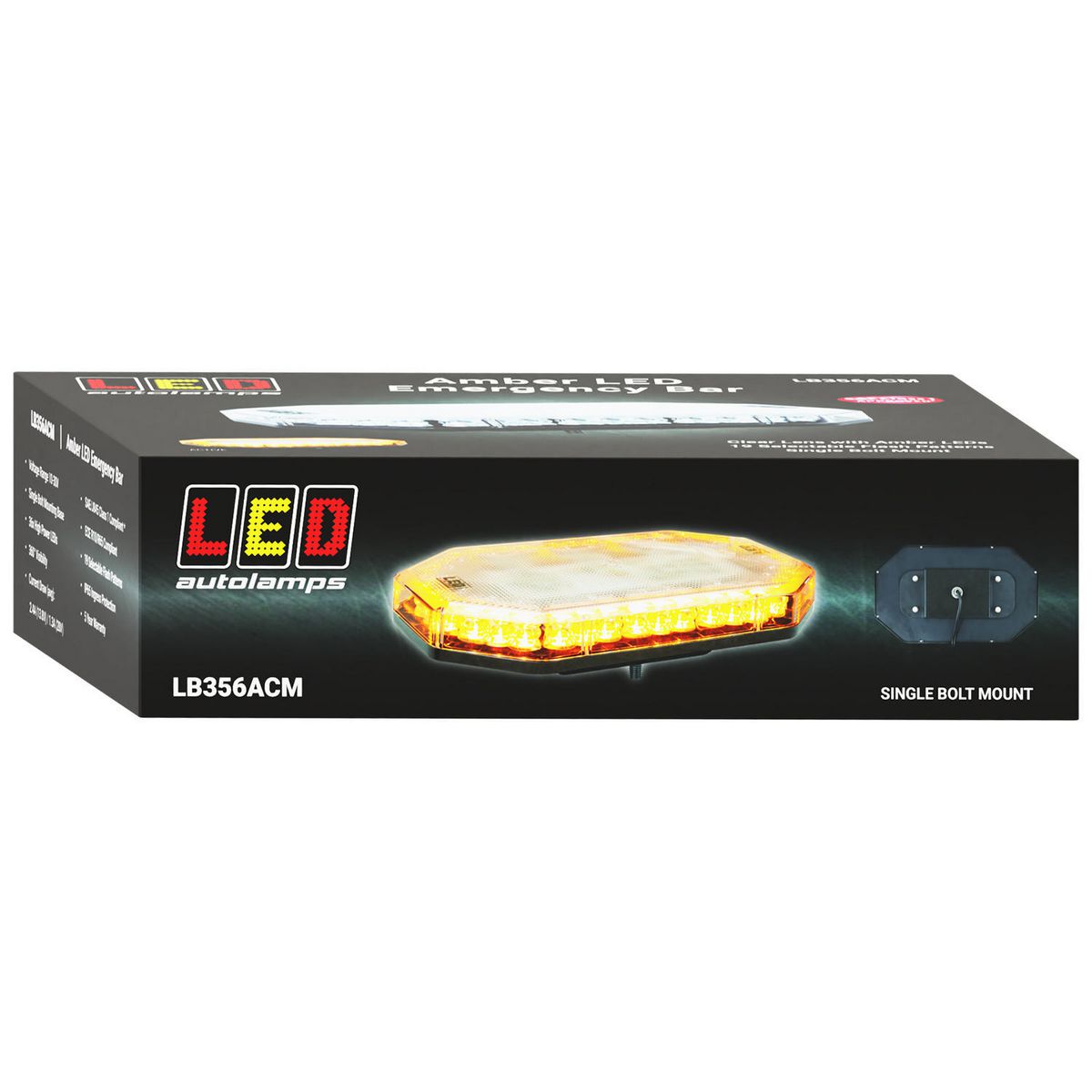 LED Autolamps Emergency Light Bar Amber LED with Clear Lens 356mm LB356ACM