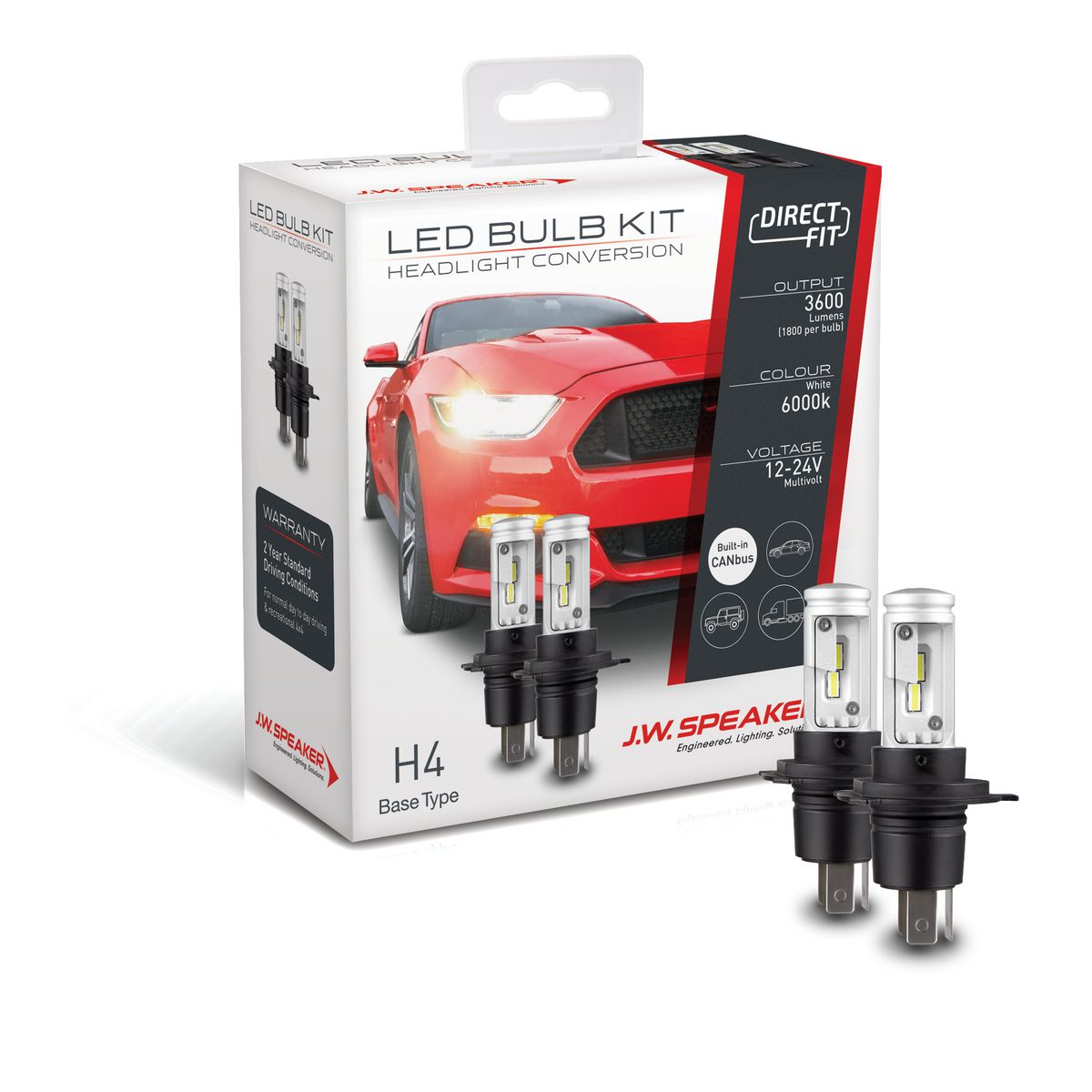 JW Speaker Speaker H4 LED Direct Fit Bulb Kit 12/24V 6000K 999004