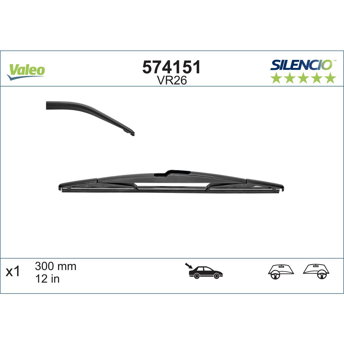 Valeo Silencio Wiper Blade Rear 300mm VR26