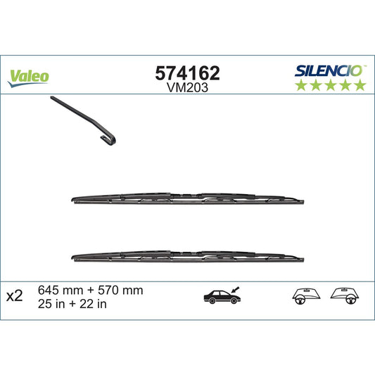 Valeo Silencio Wiper Blade Set Front VM203 574162