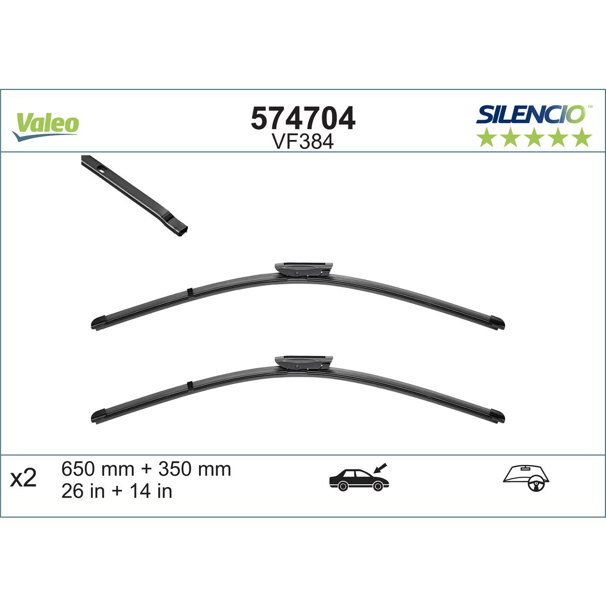 Valeo Silencio Wiper Blade Set Front VF384 574704