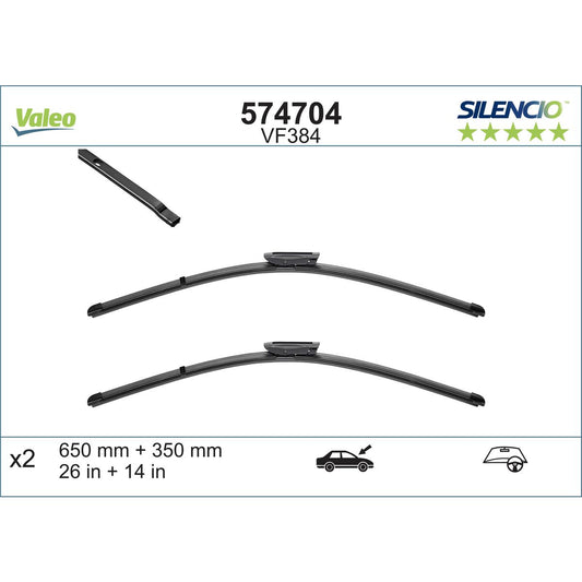 Valeo Silencio Wiper Blade Set Front VF384 574704