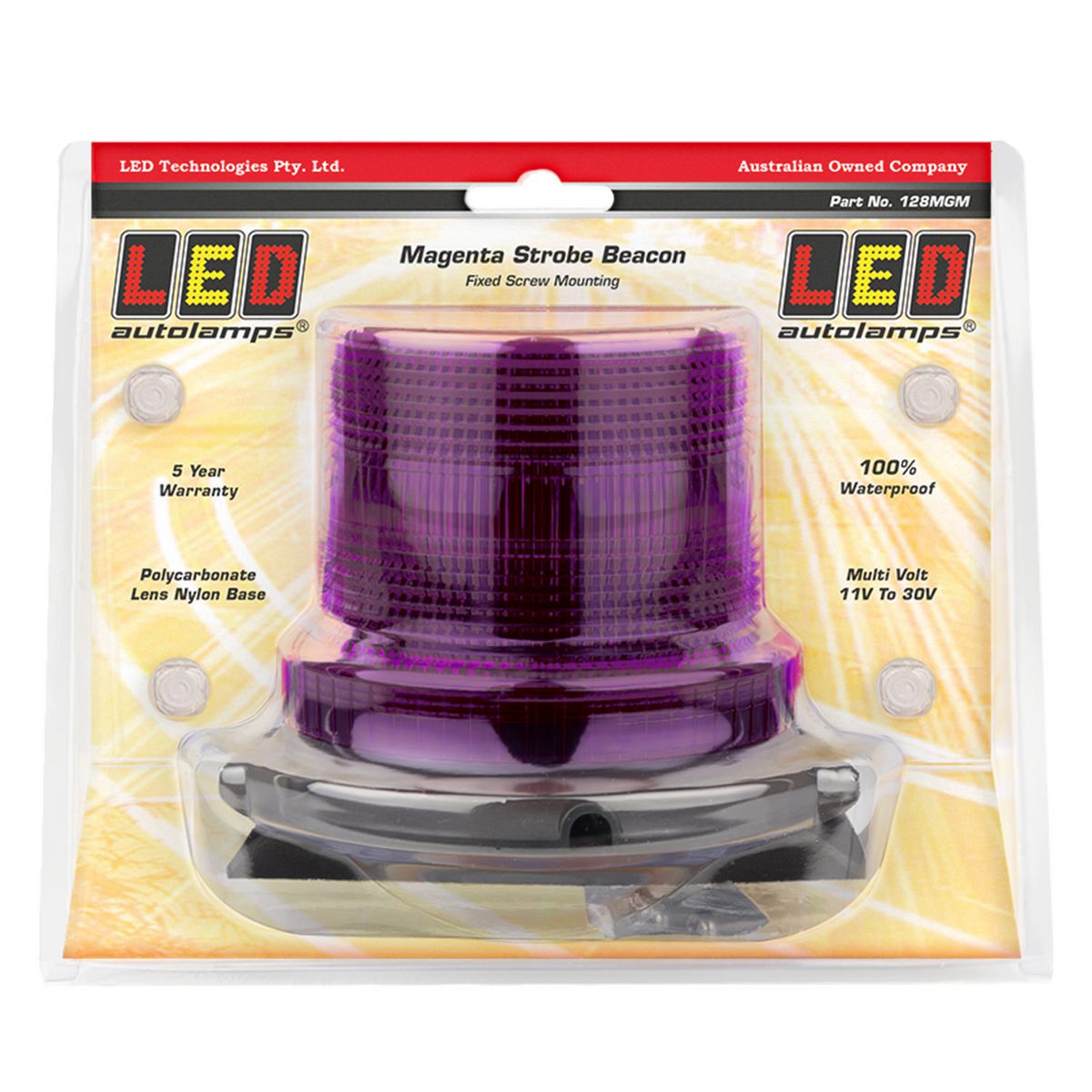 LED Autolamps Beacon Light LED Magenta IP67 11/30V 128MGM