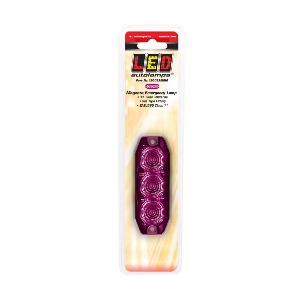 LED Autolamps Magento Emergency Lamp SAE J595 Class 1 89mm  with Tape Fitting 120033MGM