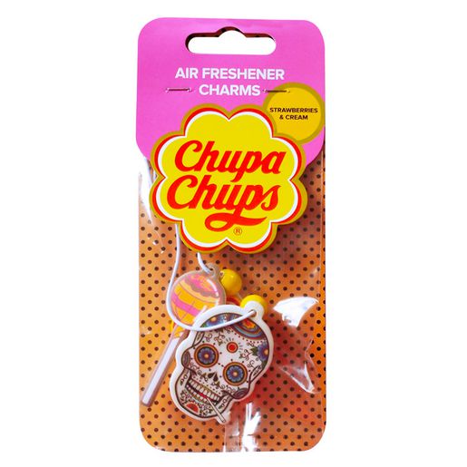 Chupa Chups Car Air Freshener Charms Sugar Skull Strawberry & Cream Fragarence 3402314