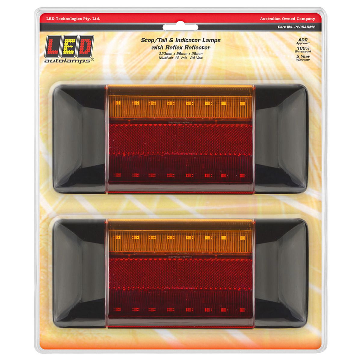 LED Autolamps Stop/Tail/Indicator/Reflector Light LED Black Caps 12-24V 223BARM2