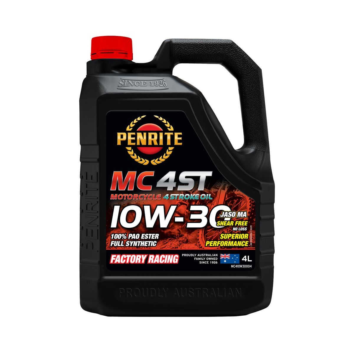 Penrite MC 4ST 4 Stroke Motorcycle Oil 100% PAO & Ester 10W-30 4L MC410W30004
