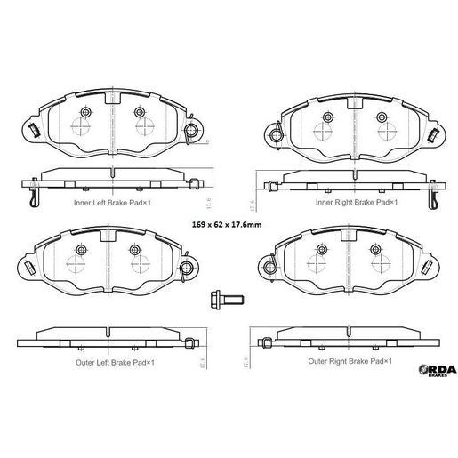 RDA GP Max Brake Pad Set Front RDB2433