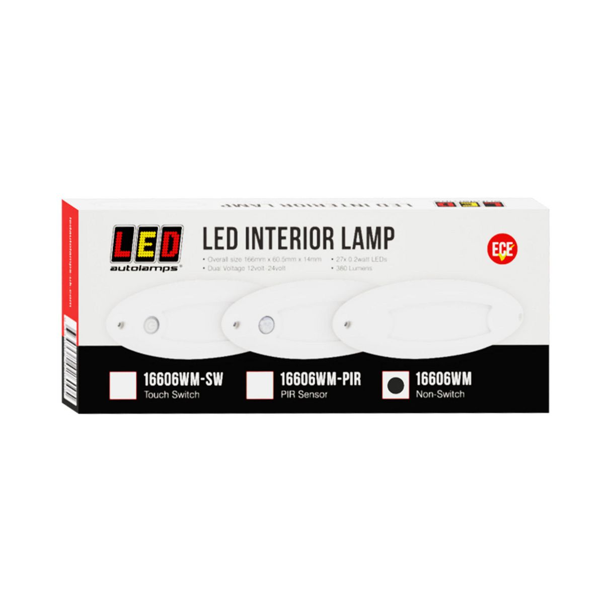 LED Autolamps Small Interior/Exterior Lamp with Aluminium Base White Oval 240 Effective Lumens 166mm 10-30V 16606WM