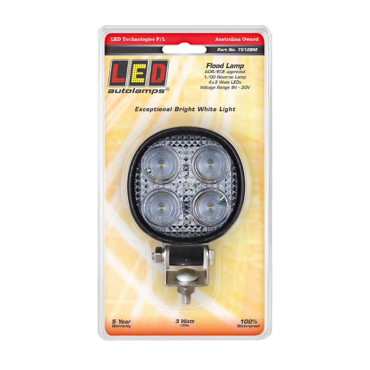 LED Autolamps Work/Reverse Lamp Round 12/24V 12W 7512BM