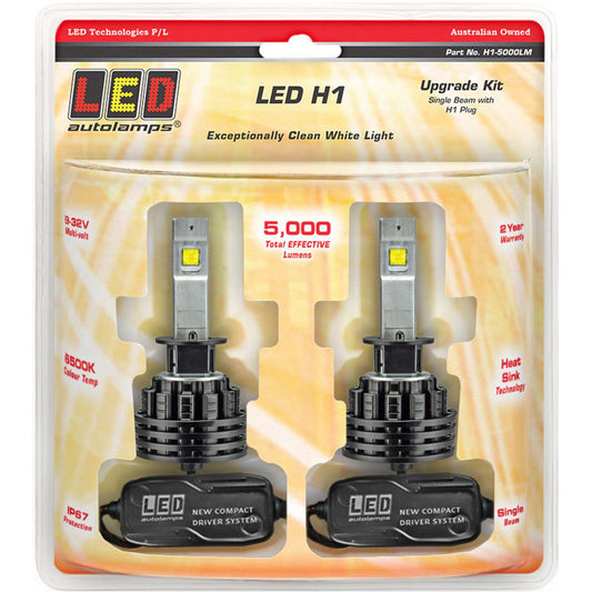 LED Autolamps H1 Single Beam Headlight Kit Twin Pack 5000LM H1-5000LM