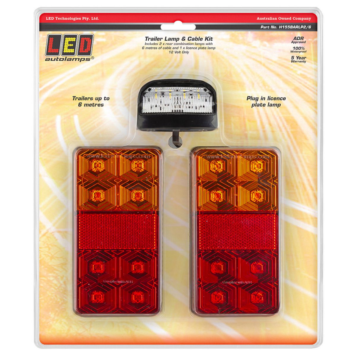 LED Autolamps Stop/Tail/Indicator/Reflector LED Trailer Light Kit with Plug In License Plate Lamp H155BARLP2/6
