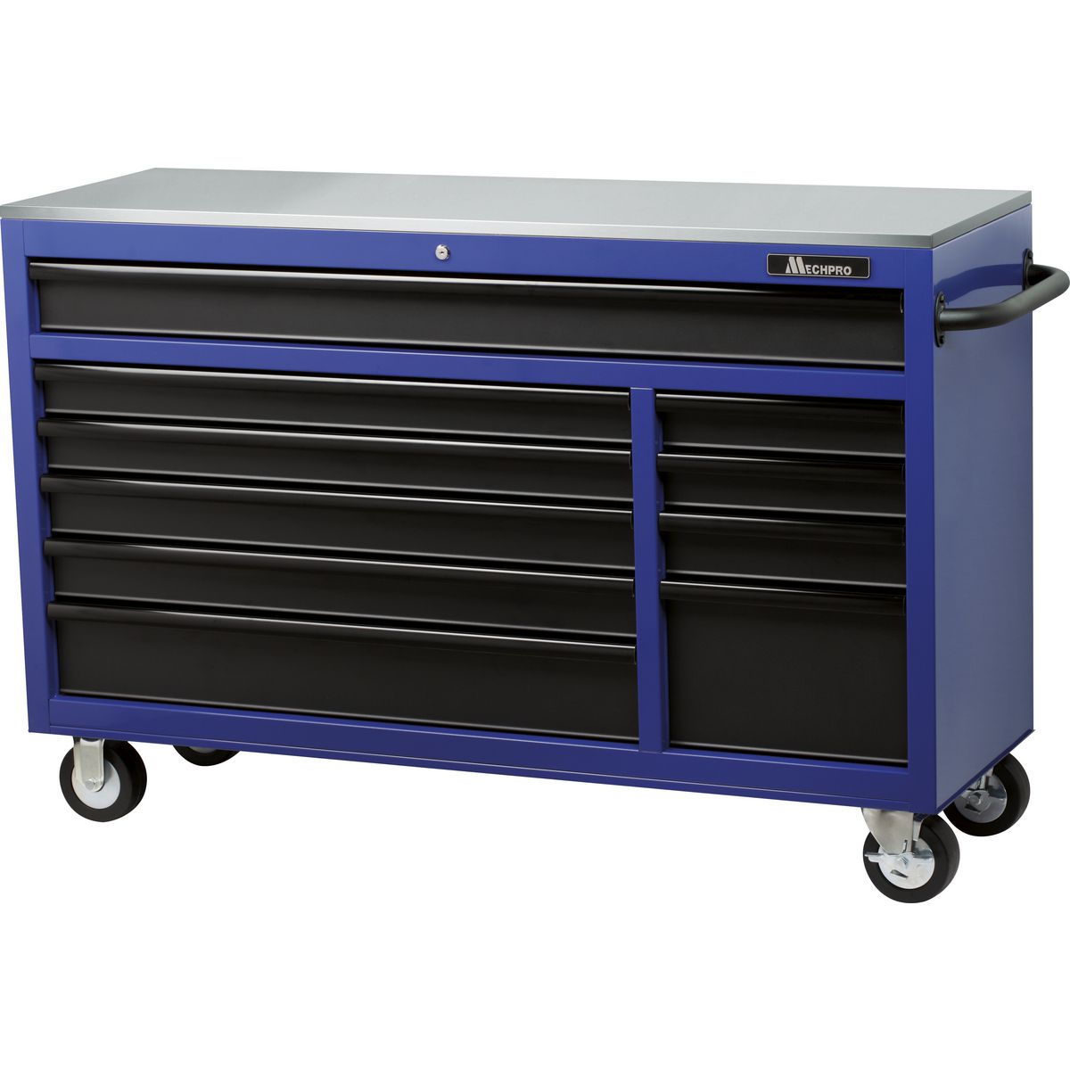 Mechpro 10 Drawer Tool Trolley Stainless Steel Top Workbench 56In Blue