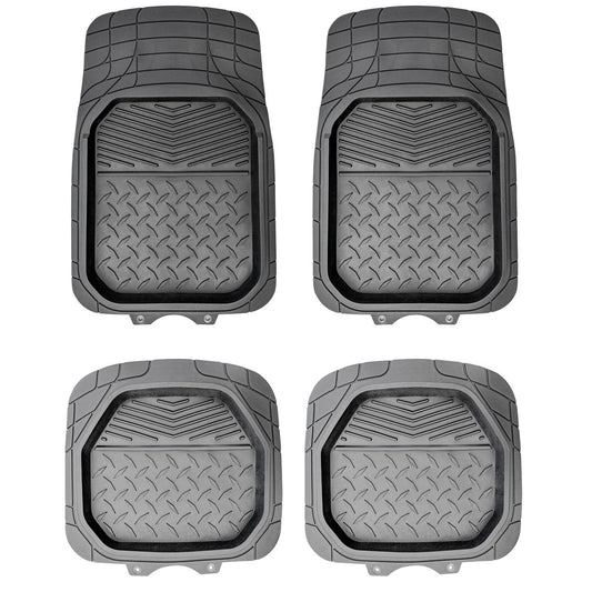 Maxi Trac 4x4 Grey Heavy Duty Rubber Shallow Dish Car Floor Mats Set of 4