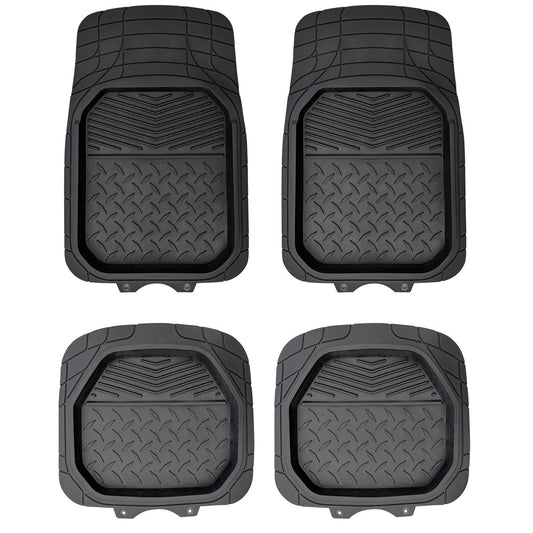Maxi Trac 4x4 Black Heavy Duty Rubber Shallow Dish Car Floor Mats Set of 4