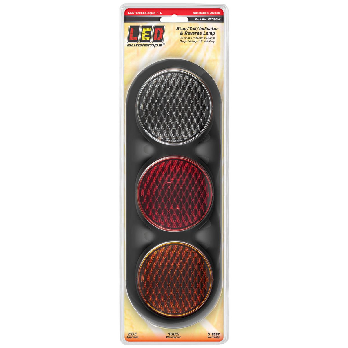 LED Autolamps Stop/Tail/Indicator/Reverse LED Light 12V Black Bracket 281x101x30mm 82BARW