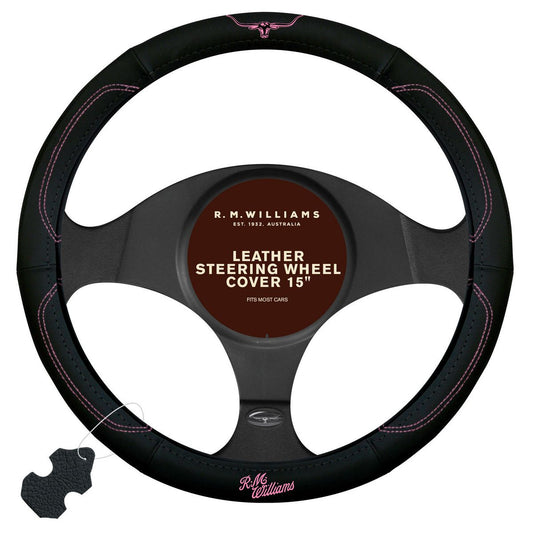 R.M. Williams Jillaroo Pink Leather Steering Wheel Cover SWRMWPNK