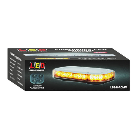 LED Autolamps Emergency Mini Light Bar Amber LED with Clear Lens LB246ACMM