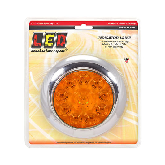 LED Autolamps Indicator Lamp Round with Chrome Bezel 12-24V 5543AM