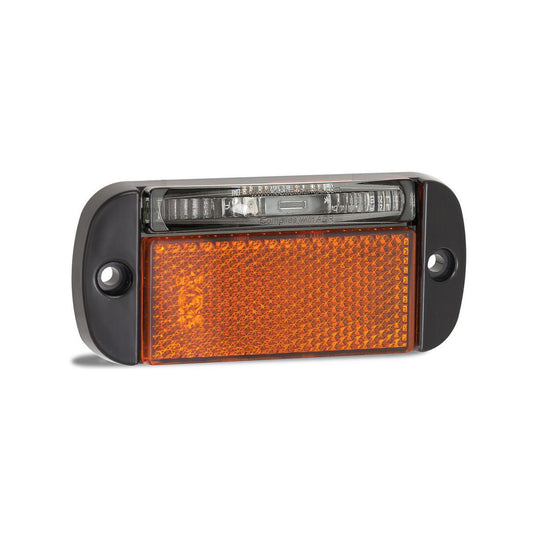 LED Autolamps Side Marker with Reflector and Black Base L/H Side Red/Amber 100 x 44mm 12-24V 44ARMLB
