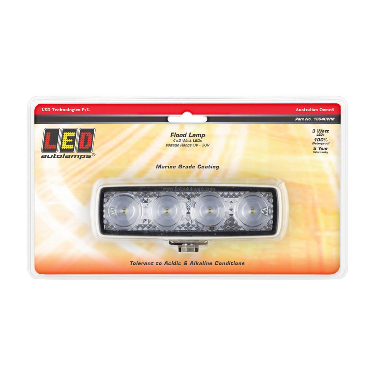 LED Autolamps 12W Flood Lamp with White Base 13040WM