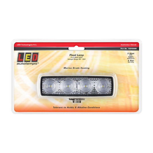 LED Autolamps 12W Flood Lamp with White Base 13040WM