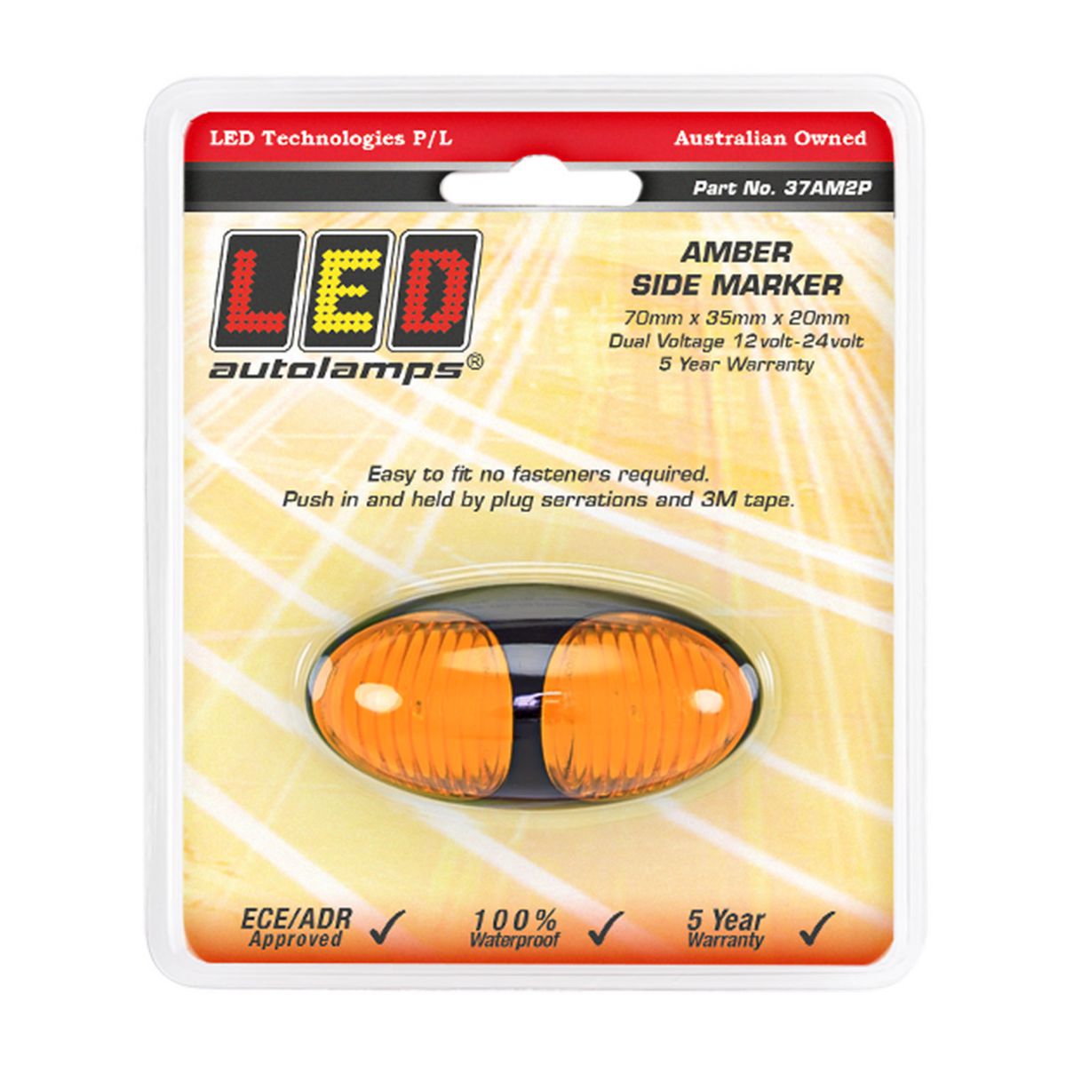 LED Autolamps Side Direction Indication with Amber Lens 37AM2P