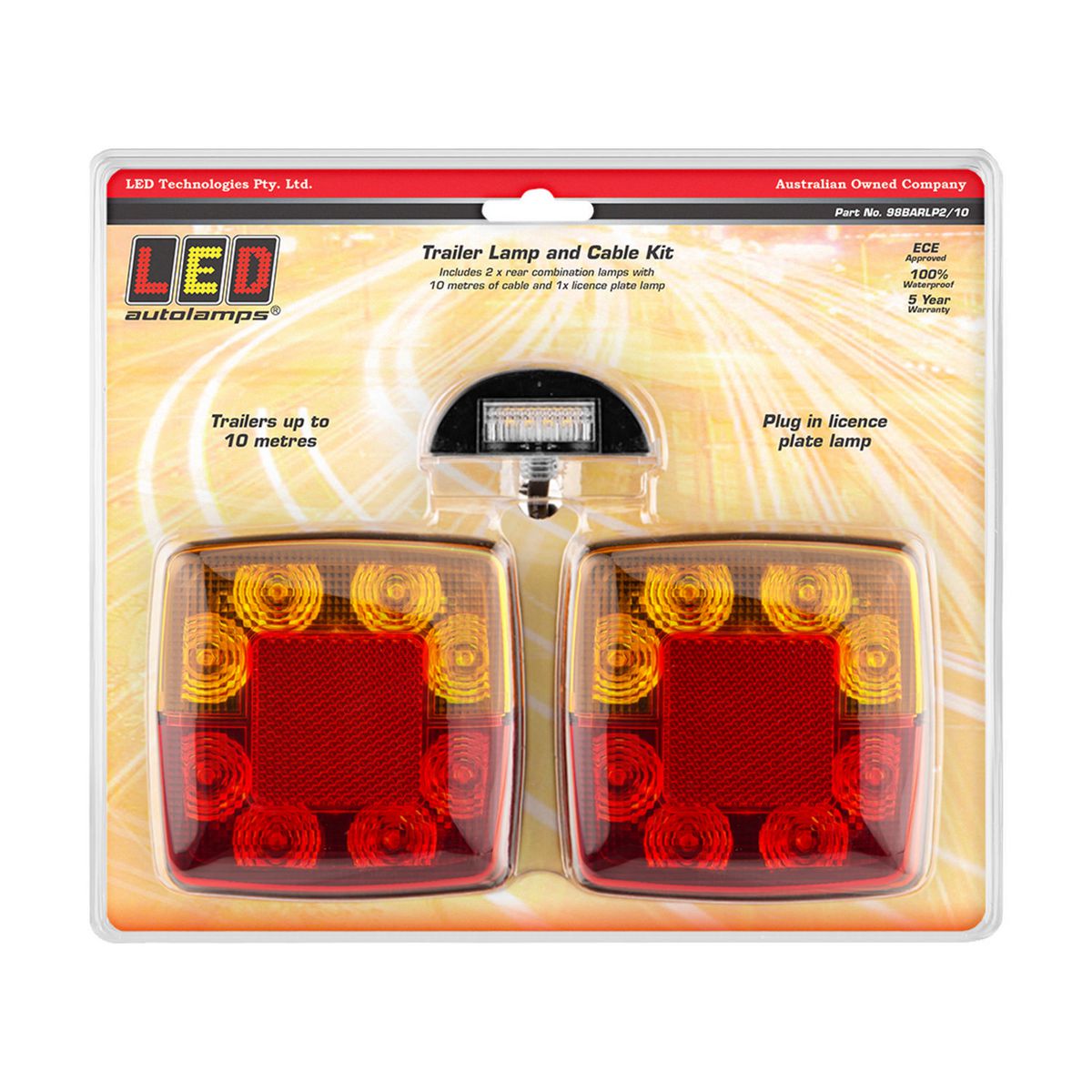 LED Autolamps Stop/Tail/Indicator/Reflector LED Light Kit 2x10m Cable 12V Twin Blister 98BARLP2/10
