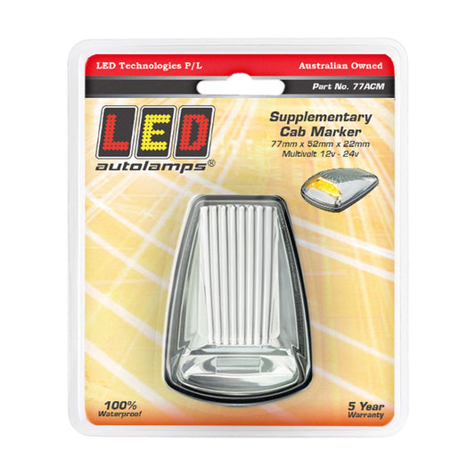 LED Autolamps Supplementary Cab Marker 9/32V Clear Lens w/Amber LED Single Blister 77ACM