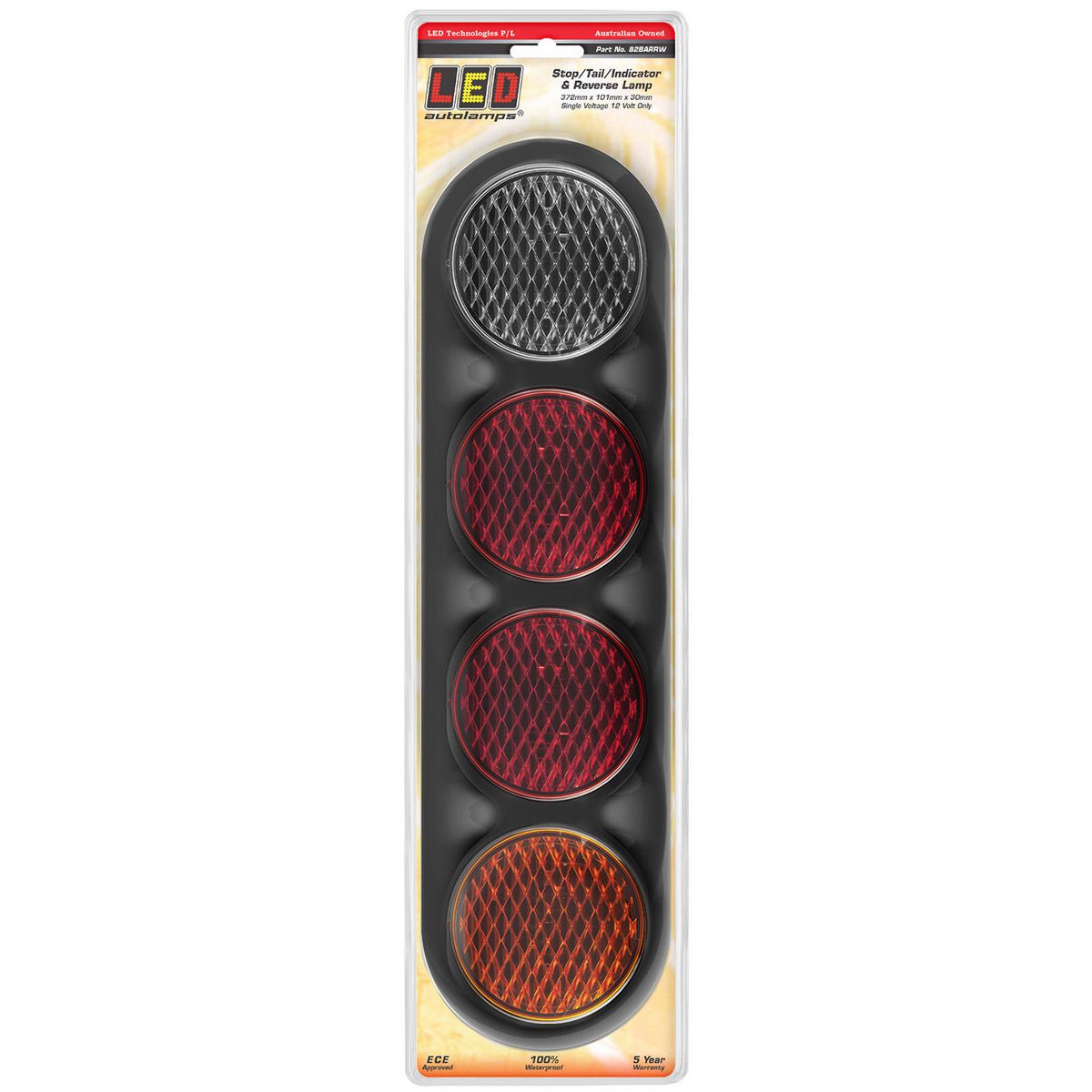 LED Autolamps Stop/Tail/Indicator/Reverse LED Light 12V Black Bracket 372x101x30mm 82BARRW