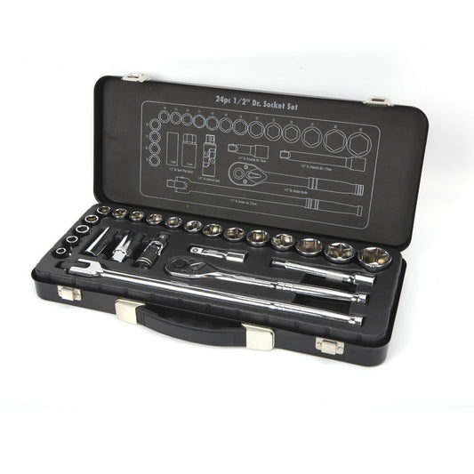 Mechpro Socket Set Metric 1/2In Drive 24pc