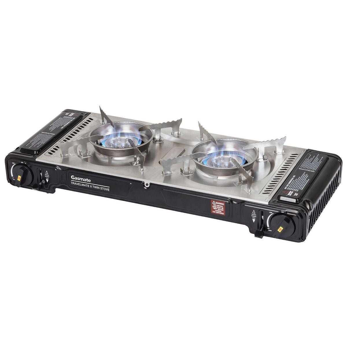 Gasmate Travelmate II Portable Twin Burner Stove with Hotplate