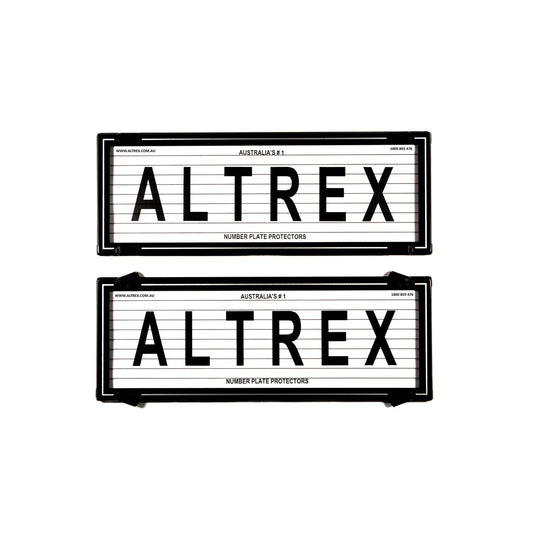 Altrex Number Plate Covers 6 Figure Black with Lines and Silver Border