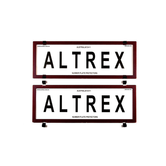 Altrex Number Plate Cover 6 Figure Red Carbon Fibre Without Lines