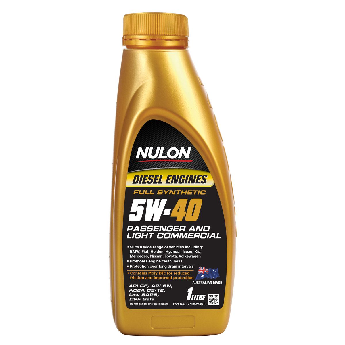 Nulon Full Synthetic Passenger and Light Commercial Diesel Engine Oil 5W-40 1L