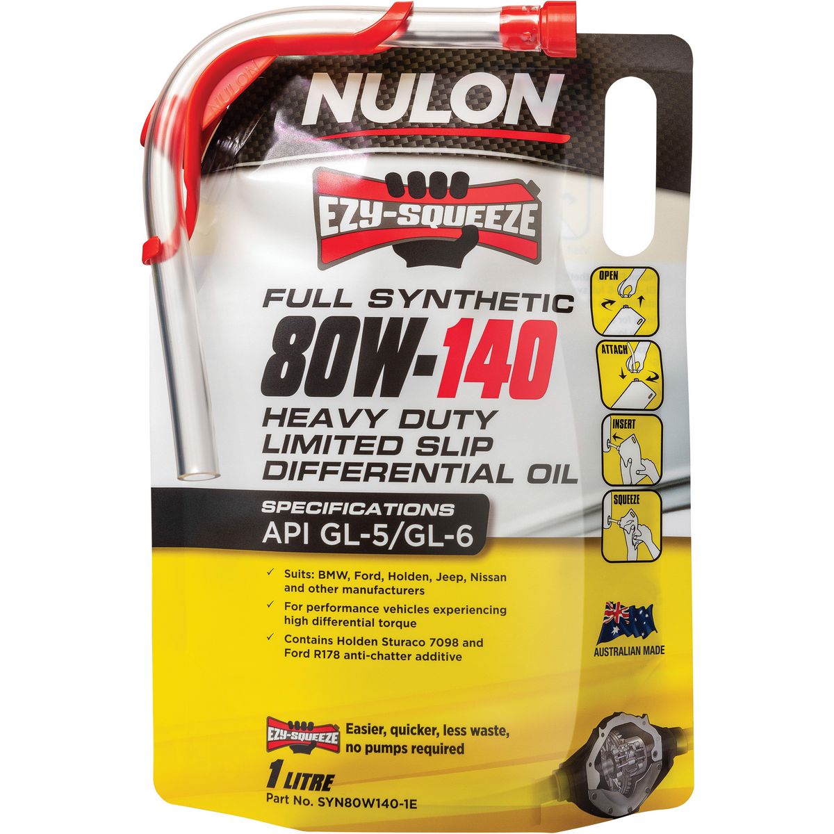 Nulon EZY-SQUEEZE Full Synthetic HD Limited Slip Differential Oil 80W-140 1L