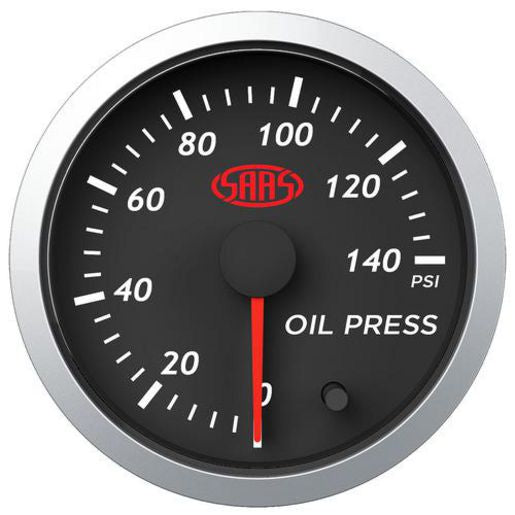 SAAS Street Series 2-1/16"" Oil Pressure Gauge 0-140 Psi Black SG21230