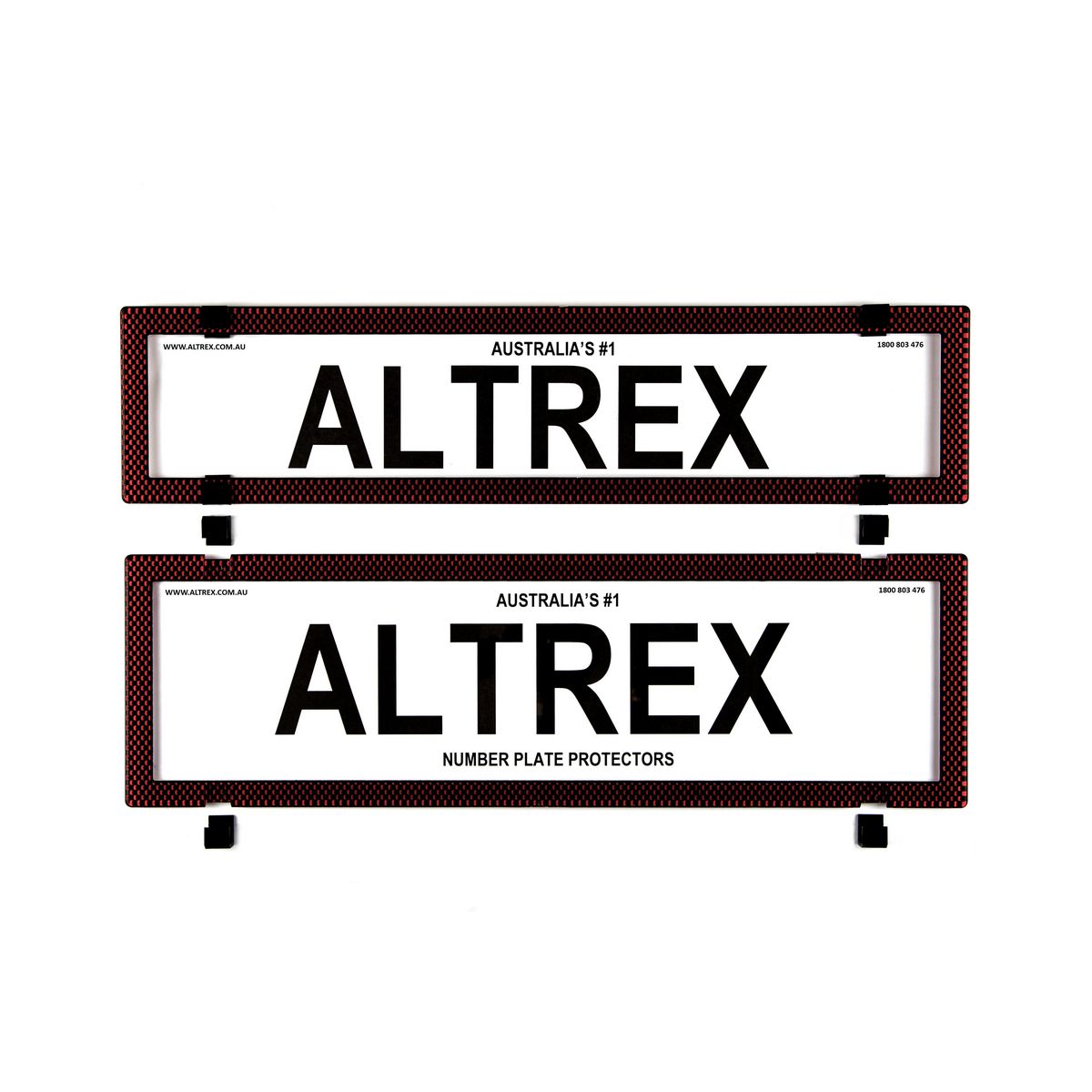 Altrex Number Plate Cover 6 Figure Red Carbon Fibre Without Lines Premium Combination NSW SA
