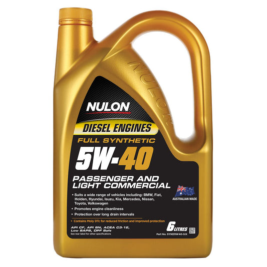 Nulon Synthetic Diesel Engine Oil 5W-40 6L SYND5W40-SIX