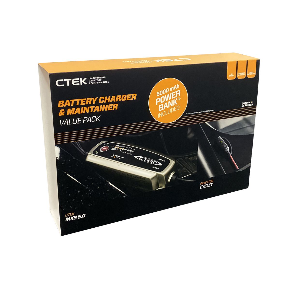 CTEK MXS 5.0 Battery Charger 12V 5A BONUS Power Bank and Accessories 40-358