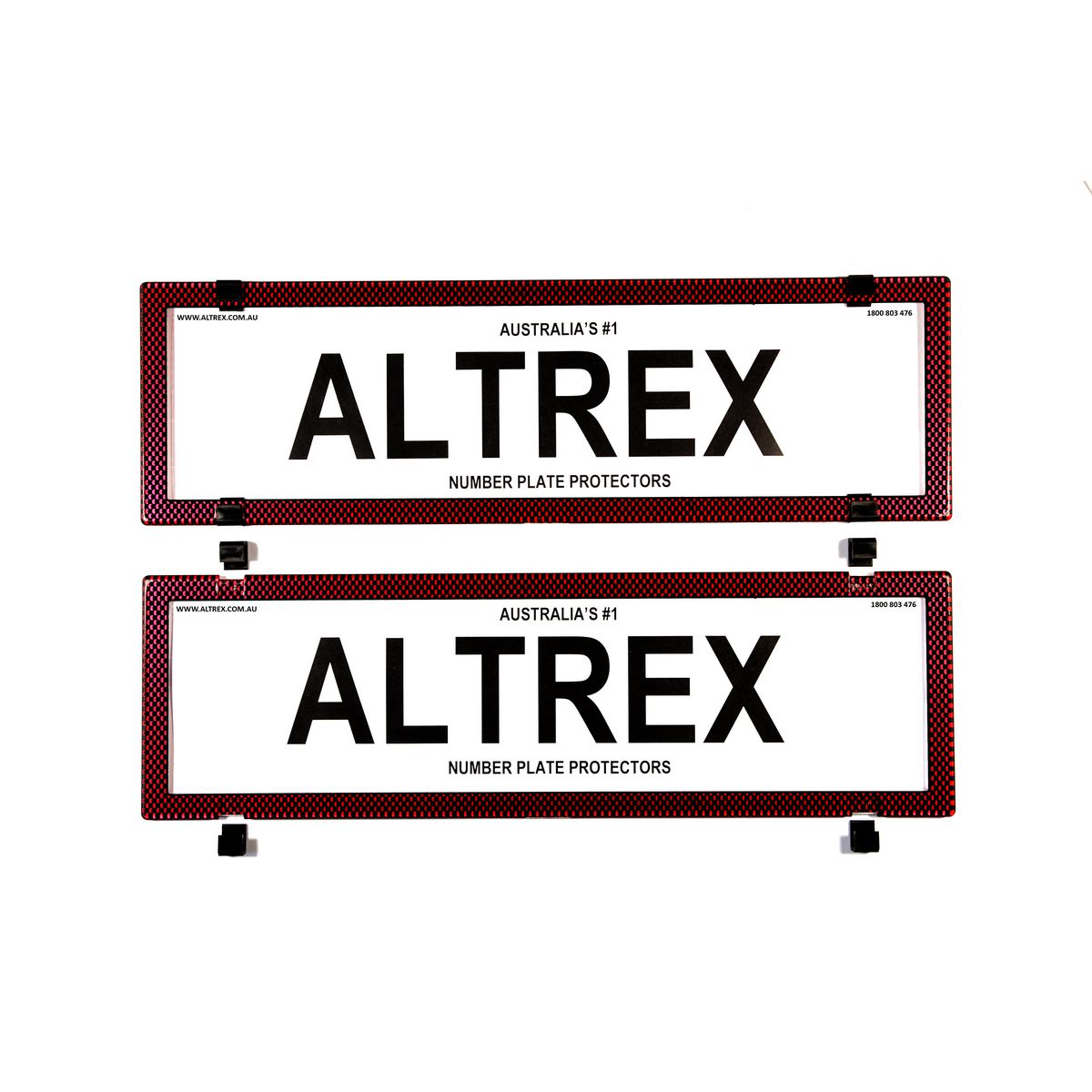 Altrex Number Plate Cover 6 Figure Red Carbon Fibre Without Lines Dual Slimline