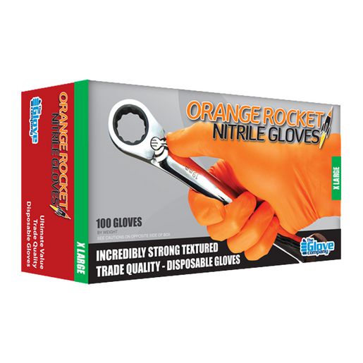 The Glove Company TGC Orange Nitrile Disposable Gloves Box Of 100 Size XL 130034