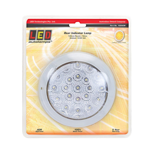 LED Autolamps Indicator Lamp Clear Round 130mm 12-24V 102ACM