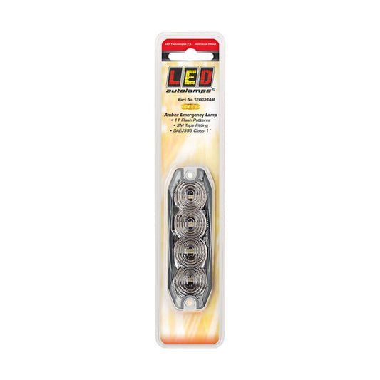 LED Autolamps Amber Emergency Lamp SAE J595 Class 1 98mm with Tape Fitting 120034AM