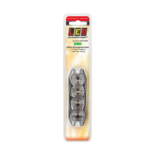 LED Autolamps Green Emergency Lamp SAE J595 Class 2 98mm  with Tape Fitting 120034GM