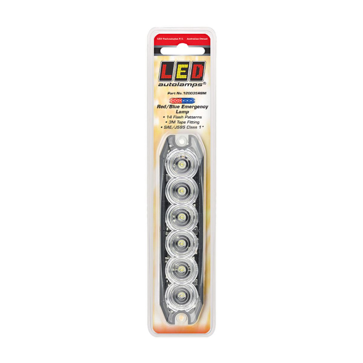 LED Autolamps Red/Blue Flash Emergency Lamp SAE J595 Class 1 131mm 120035RBM